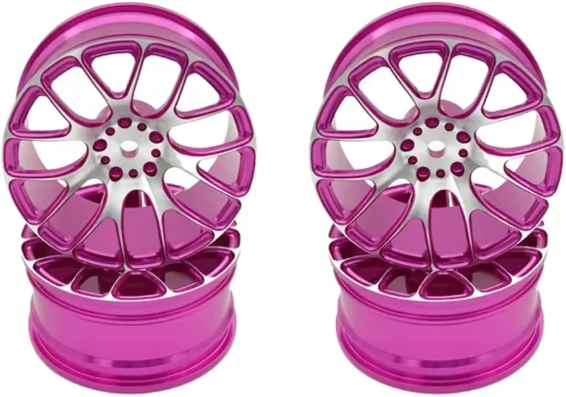 for HSP for HPI for Redcat for Kyosho for Sakura for Tamiya for TT02 MN86K 1/10 52 * 26mm Aluminum Alloy Wheel Rims RC Drift On-Road for Racing Car RC Car DIY Parts(Pink)