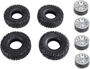 for MND90 98 99S 78 82 99sV2 1/2 1/16 for WPL C14 C24 C34 Clip Type Tire Soft Tire Skin Rc Car Upgrade Metal Parts Accessories RC Car DIY Parts(Silver)