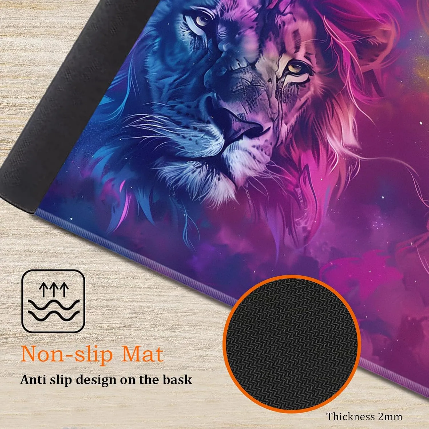 for MTG Playmat Non-Slip Rubber Play Mat with Storage Bag Combination, Ideal for Card Game Lovers TCG Play Mat, Blue and Purple Lion