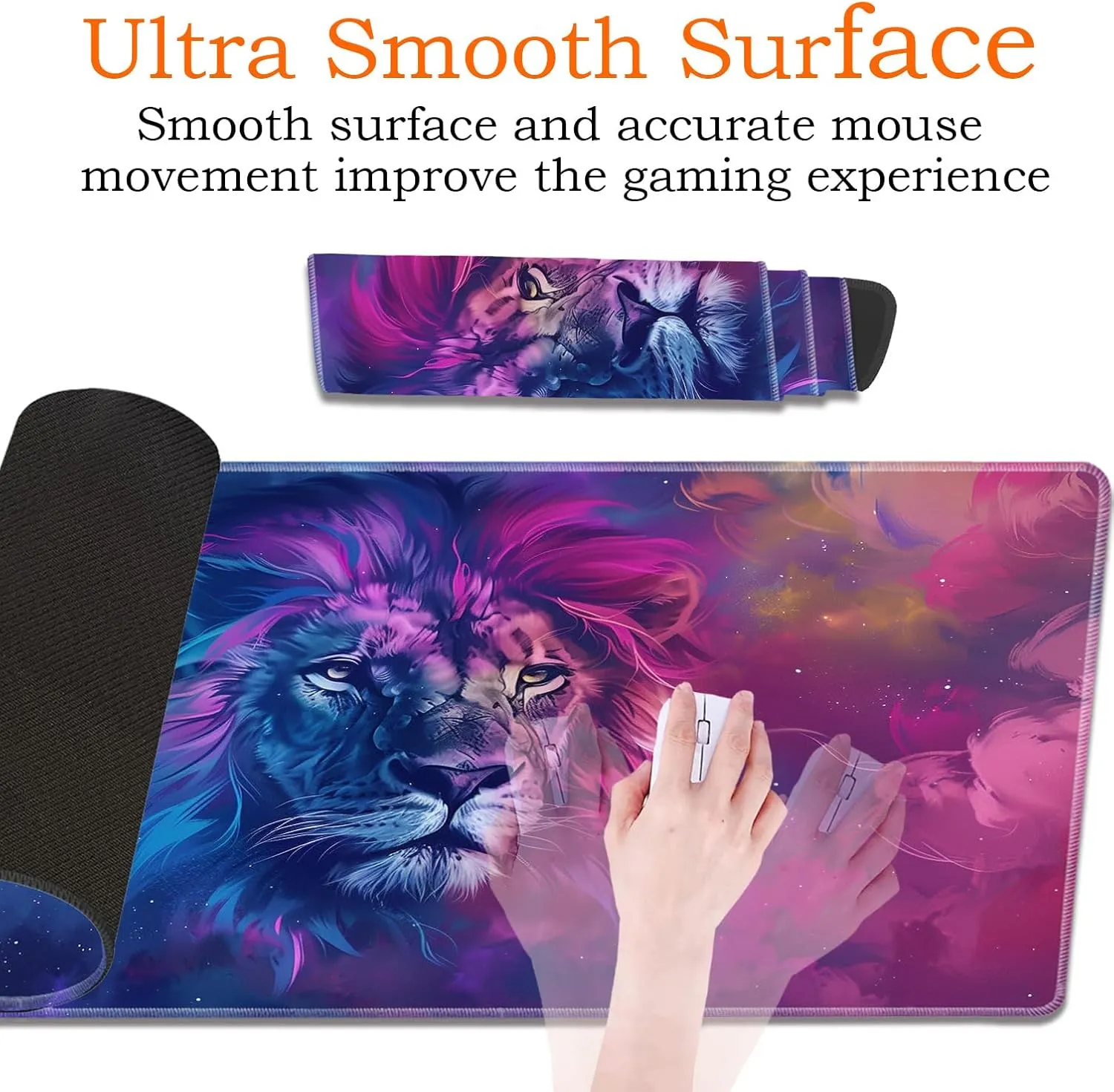 for MTG Playmat Non-Slip Rubber Play Mat with Storage Bag Combination, Ideal for Card Game Lovers TCG Play Mat, Blue and Purple Lion