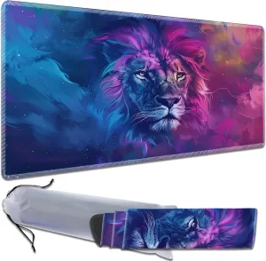 for MTG Playmat Non-Slip Rubber Play Mat with Storage Bag Combination, Ideal for Card Game Lovers TCG Play Mat, Blue and Purple Lion