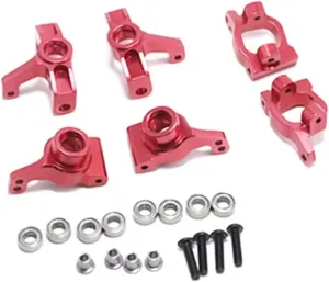 for Wltoys 144001 144002 124007 124008 124016 124017 124018 124019 Metal Steering Blocks C-Hub Carriers RC Car Upgrades Parts Accessories RC Car DIY Parts(Red)