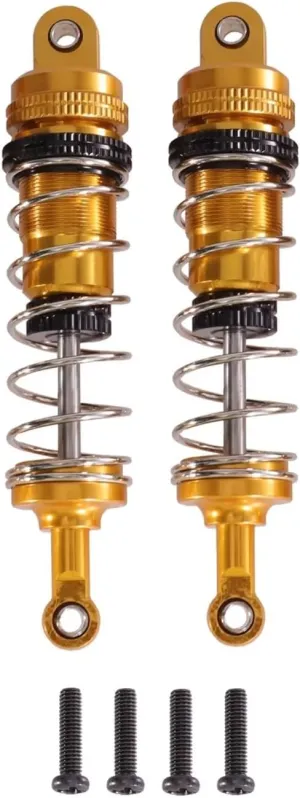 For WLtoys 144001 144002 144010 124019 124017 2PCS Metal Upgrade Parts Oil Type Shock Adjustable Absorber RC Car Parts Replacement RC Car DIY Parts(Yellow)
