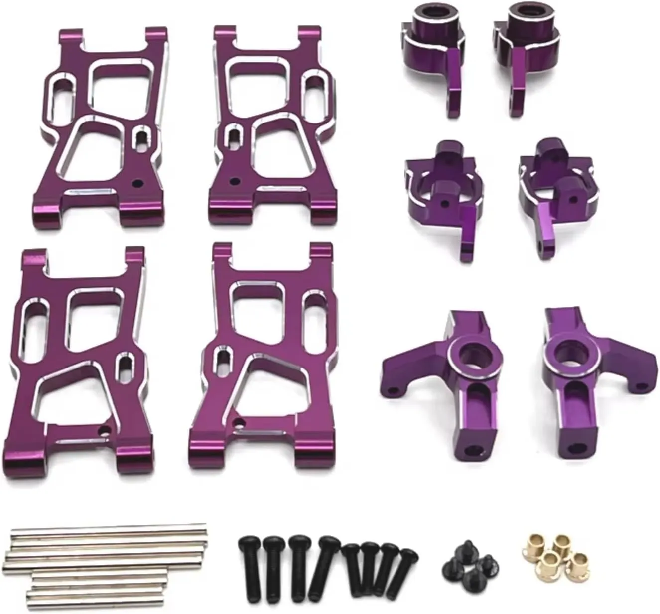 for Wltoys 144001 144010 124007 124008 124016 124017 124018 124019 Metal Suspension Arms Steering Cup Hub Carriers Set Rc Car Upgrade Parts RC Car DIY Parts(Purple)