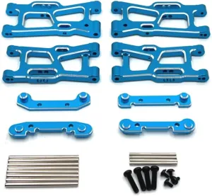 for Wltoys 144001 144010 144016 124007 124008 124016 124017 124018 124019 Metal Suspension Arm and Arm Code RC Car Upgrade Parts RC Car DIY Parts(Blue)