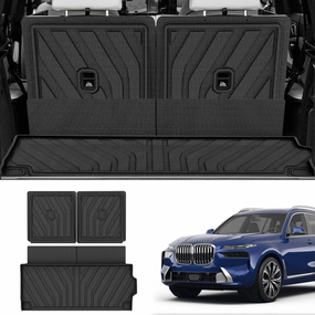 for 2019-2024 2025 2026 X7 (G07) Cargo Liner & Backrest Mat: AOMSAZTO Fit for 2019-2024 2025 2026 BMW X7 All Weather Cargo Liner Anti Skid TPE Trunk Liner, Black