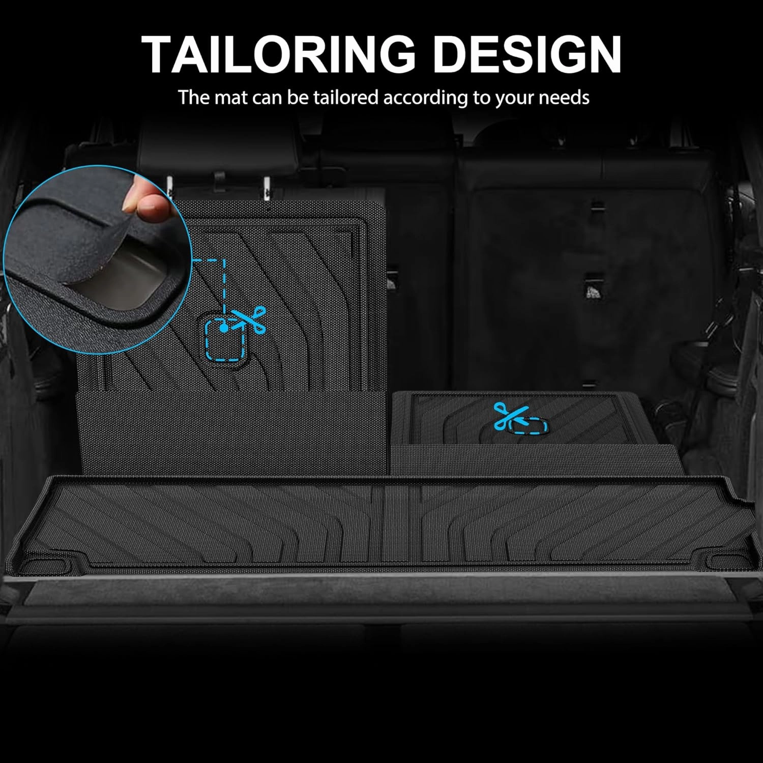 for 2019-2024 2025 2026 X7 (G07) Cargo Liner & Backrest Mat: AOMSAZTO Fit for 2019-2024 2025 2026 BMW X7 All Weather Cargo Liner Anti Skid TPE Trunk Liner, Black