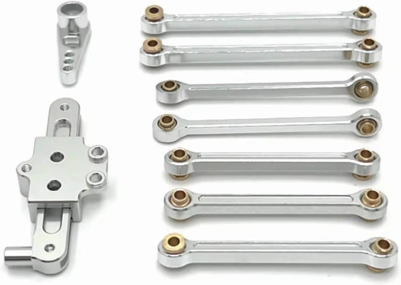 for Wltoys 124006 12423 12427 12428 12429 1/12 Metal Upgrade Parts Kit Steering Assembly Link Rod Servo Arm RC Car Accessories RC Car DIY Parts(Silver)