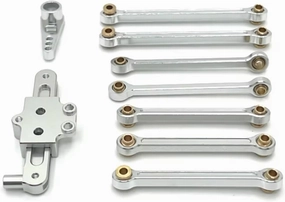 for Wltoys 124006 12423 12427 12428 12429 1/12 Metal Upgrade Parts Kit Steering Assembly Link Rod Servo Arm RC Car Accessories RC Car DIY Parts(Silver)