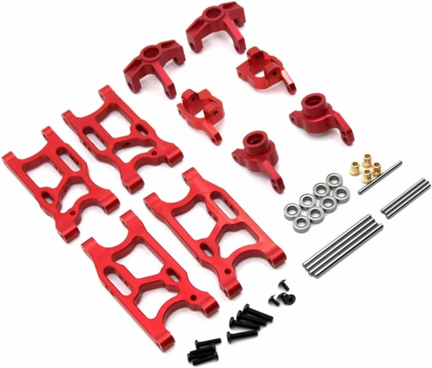 for Wltoys 144010 144001 02 124017 16 18 19 1/14 Suspension Arms Rear Hubs Streering Block RC Car Parts Accessories Upgrade Replacement RC Car DIY Parts(Red)