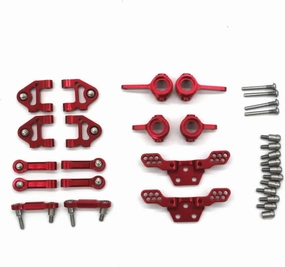 for WLtoys 284131 284010 284161 K989 K969 1/28 RC Remote Control Car Metal PO Parts Vulnerable Six Piece Set RC Car DIY Parts(Red)