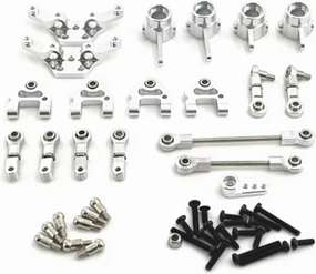 for Wltoys 284161 284010 284131 K989 K979 K969 P929 P939 1/28 Metal Upgrade Parts Kit Steering Cup RC Car Upgrade Accessories Set RC Car DIY Parts(Silver)