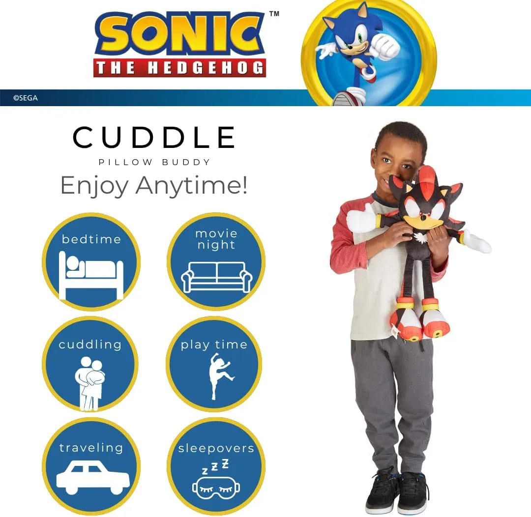 Franco Sonic Shadow The Hedgehog Anime Kids Bedding Super Soft Plush Cuddle Pillow Buddy, One Size, (Officially Licensed Product)