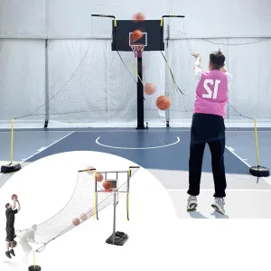Freestanding Basketball Shot Return Attachment, Basketball Rebounder Guard Defensive Net System, Portable Ball Returner, Easy Folding & Quick Setup