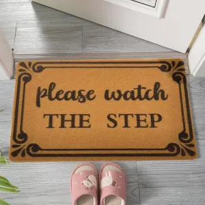 Front Door Mat Non-Slip Front Back Door Mats Please Watch The Step Doormats for Outdoor Entrance Home Easy to Clean Outside Door Mats for Outside Home Entry Back Patio Floor Porch 16x24IN