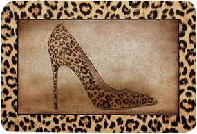 Funny Doormats for Entrance Way Front Door Indoor Welcome Rugs Leopard Print Shoe High Heels Non-Slip Bath Mat Kitchen Mat Floor Carpet for Bedroom/Office 20x31.5in