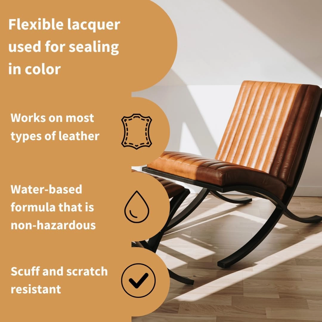 Furniture Clinic Leather Finish Satin | Seal & Protect | Suitable for Leather Sofas, Car Interiors, Handbags, and More | Flexible | Prevents Scratches and Scuffs | Satin Finish (500 ml / 17 oz)