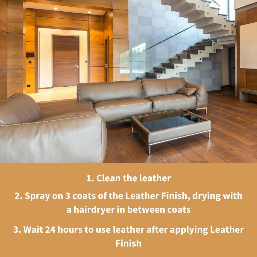 Furniture Clinic Leather Finish Satin | Seal & Protect | Suitable for Leather Sofas, Car Interiors, Handbags, and More | Flexible | Prevents Scratches and Scuffs | Satin Finish (500 ml / 17 oz)
