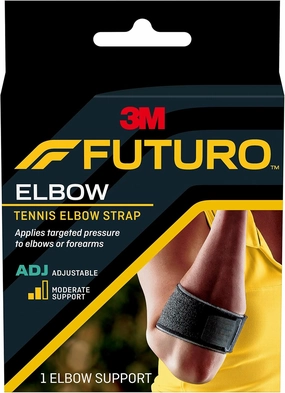 Futuro Sport Tennis Elbow Support Adjustable, Black, 1 Count