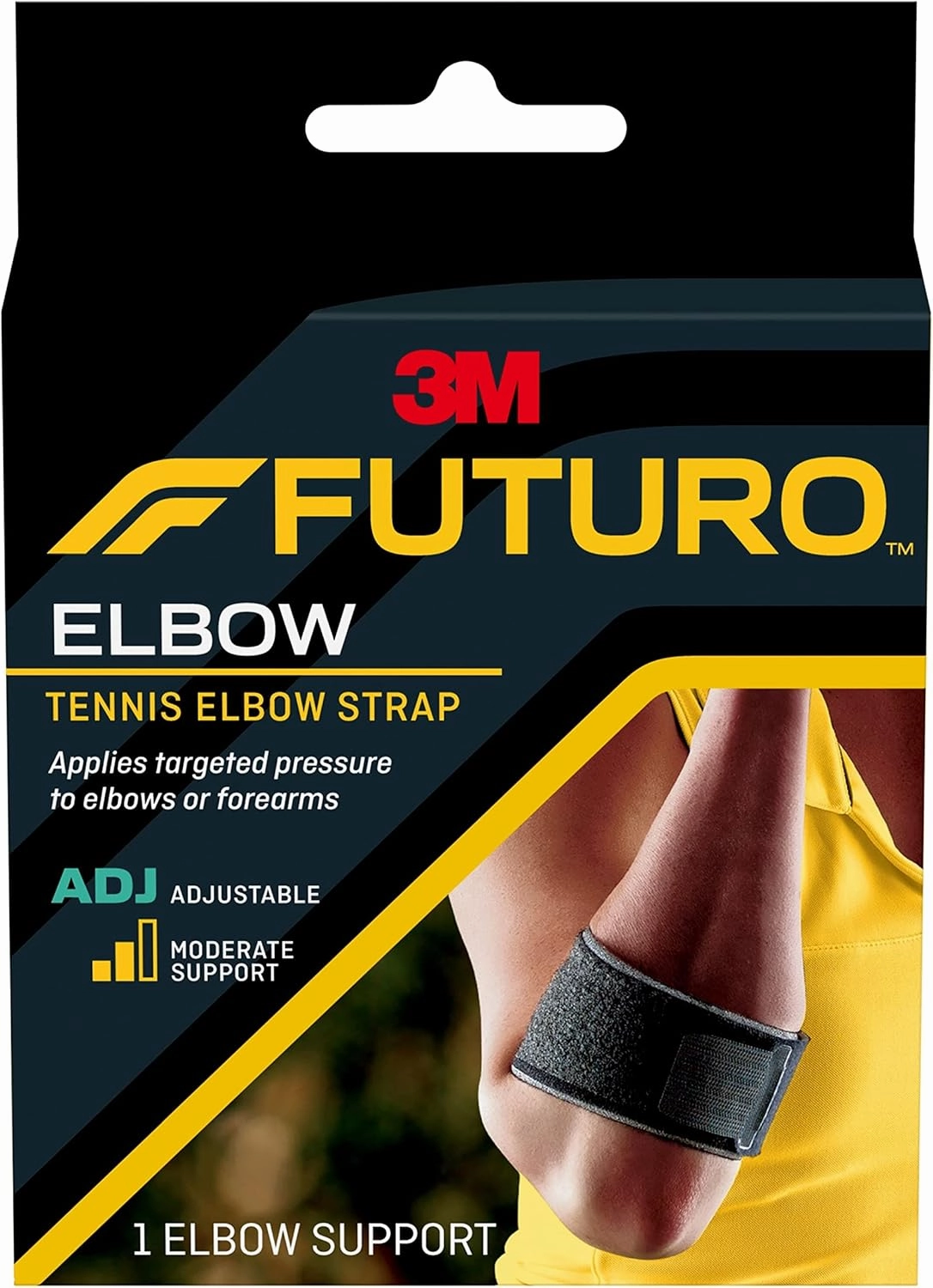 Futuro Sport Tennis Elbow Support Adjustable, Black, 1 Count