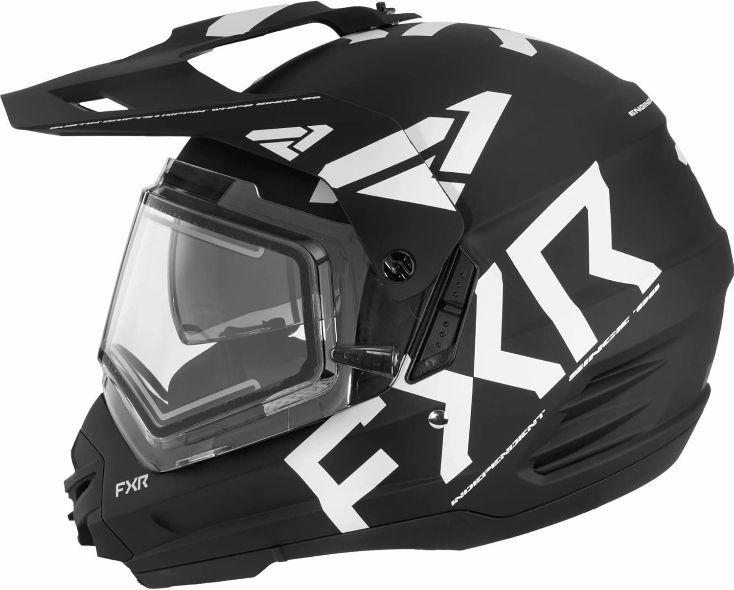 FXR Blk/White Torque X Team Helmet W/E Shield & Sun Shade Anti-Fog FMVSS 218 - Medium