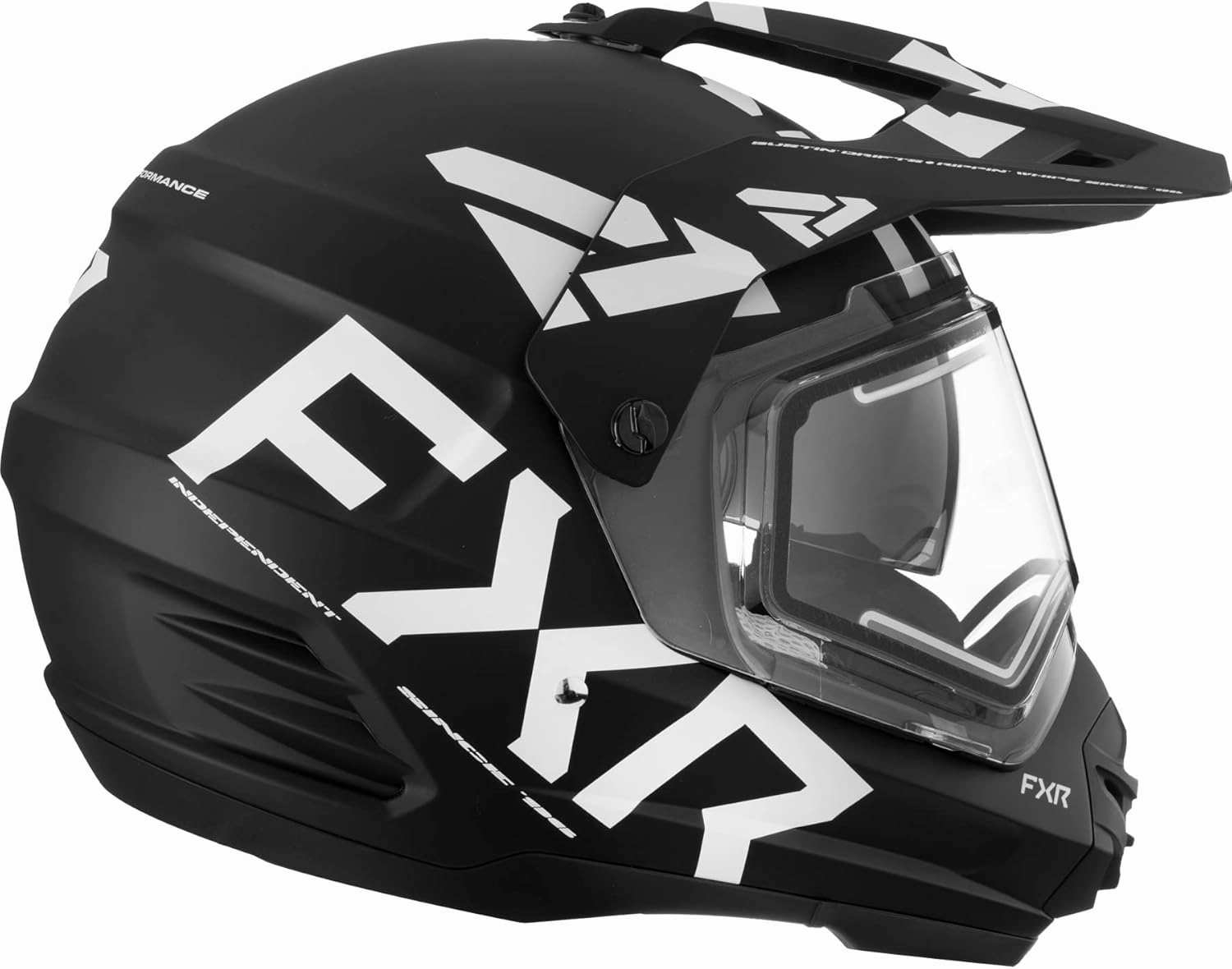 FXR Blk/White Torque X Team Helmet W/E Shield & Sun Shade Anti-Fog FMVSS 218 - Medium