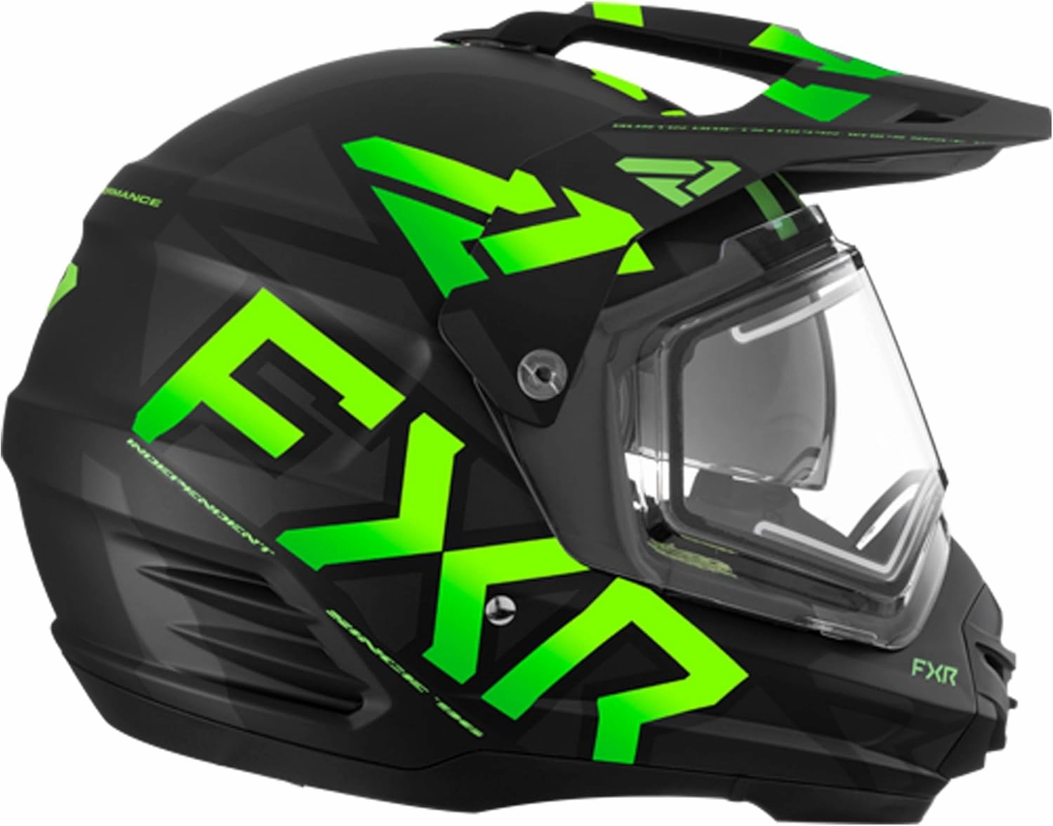 FXR Torque X Team Snowmobile Helmet Electric Shield Sun Shade QRS Black/Lime - X-Small - FMVSS 218