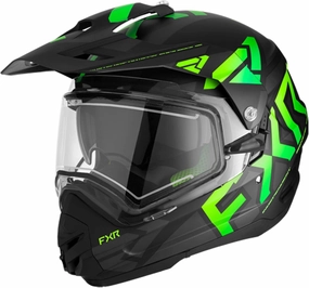 FXR Torque X Team Snowmobile Helmet Electric Shield Sun Shade QRS Black/Lime - X-Small - FMVSS 218