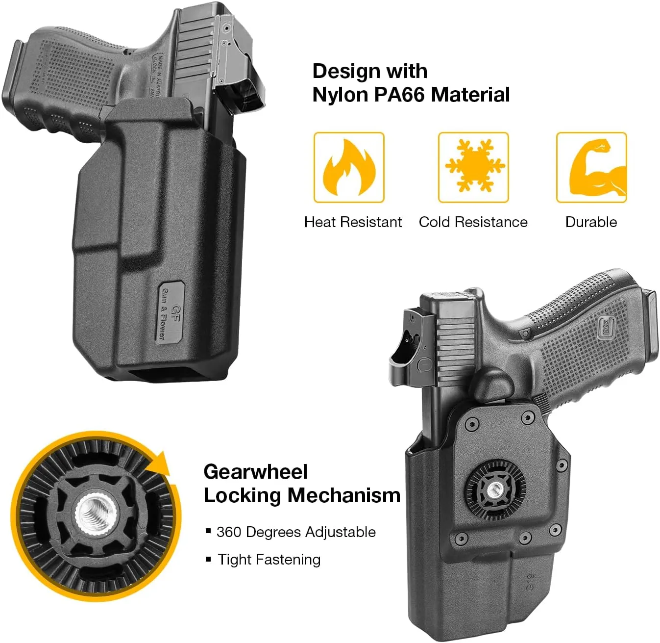 G19 Holster, OWB Holster Compatible with Glock 19 19X 32 45(Gen 3 4 5) 丨Glock 23(Gen 3 4), Outside Waistband Carry Holster with Level II Retention, 360 Degrees Adjustable Paddle, Right/Left Hand