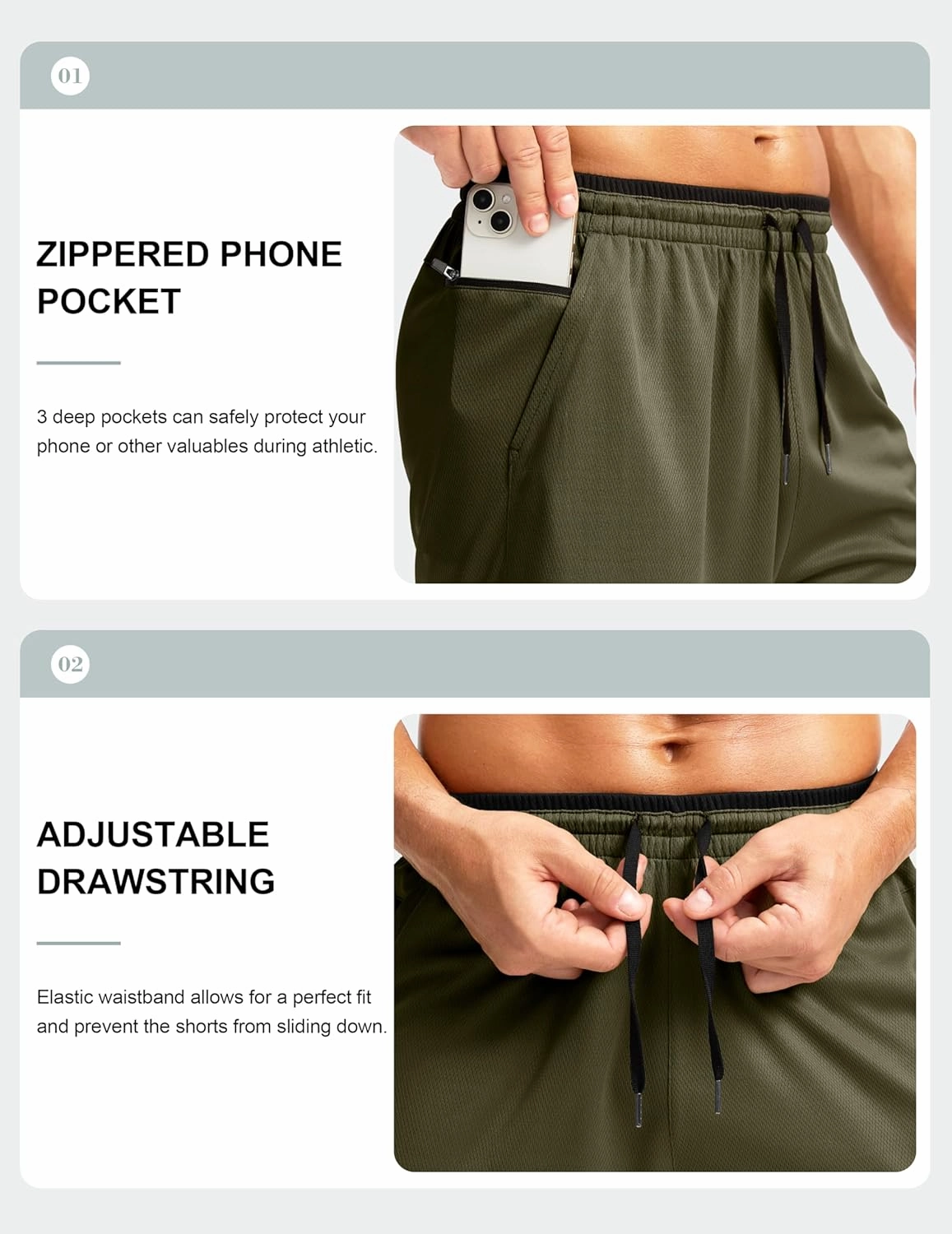 G Gradual Men's Long Basketball Shorts with Zipper Pocket 11'' Quick Dry Gym Shorts Lightweight Mesh Athletic Shorts for Men