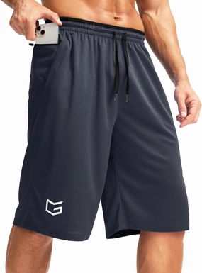 G Gradual Men's Long Basketball Shorts with Zipper Pocket 11'' Quick Dry Gym Shorts Lightweight Mesh Athletic Shorts for Men