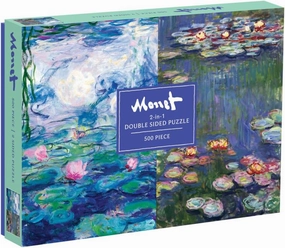 Galison Monet 500 Piece Double Sided Jigsaw Puzzle for Adults and Families, Classic Art Puzzle with Art from Monet on Both Sides, Multicolor (735358133)