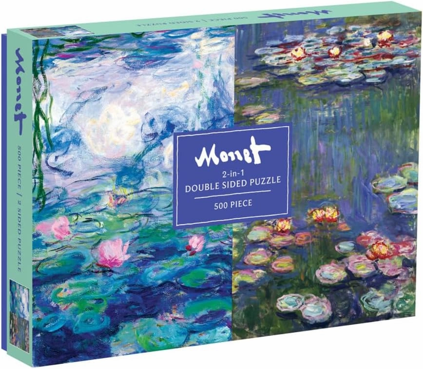 Galison Monet 500 Piece Double Sided Jigsaw Puzzle for Adults and Families, Classic Art Puzzle with Art from Monet on Both Sides, Multicolor (735358133)