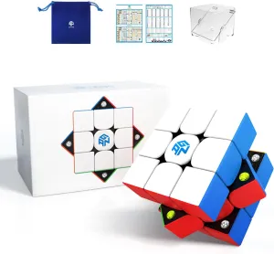 GAN 356 M, 3x3 Magnetic Speed Cube Stickerless 356M Magic Cube with Extra GES, Frosted Version