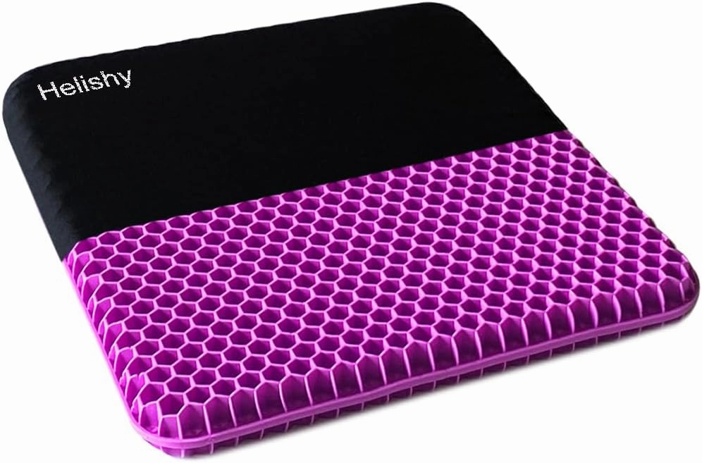 Gel Seat Cushion, Double Thick Egg Gel Cushion for Pressure Pain Relief, Breathable Wheelchair Cushion Chair Pads for Car Seat Office Chair (Violet)