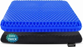 Gel Seat Cushion for Long Sitting, Extra Thick Gel Cushion for Wheelchair Soft Chair Pads Cushion for Office Home Chairs Car Seats Long Trips - Back Sciatica Hip Tailbone Pain Relief Cushion (Blue)