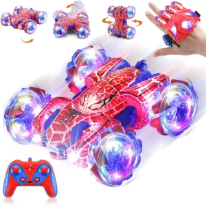 Gesture Sensing Remote Control Car, 2.4Ghz RC Cars with Wholebody Light & Headlight, Hand Controlled Double Sided Rechargeable RC Stunt Car Spider Toys for Boys 4-6 5-7 8-13
