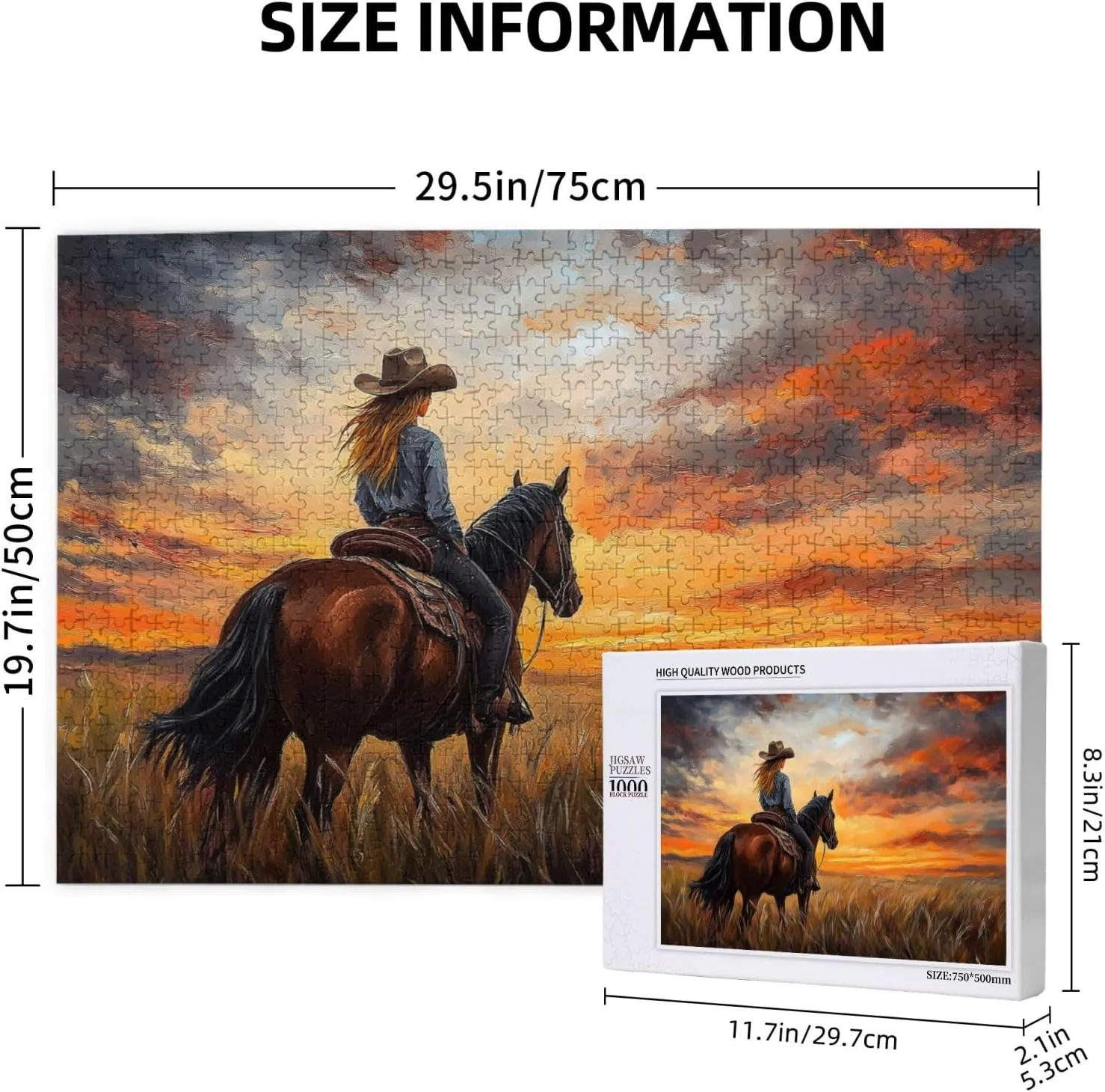 Girl Riding A Horse On The Grassland, Wooden Puzzle 1000 Pieces, Exercise Your Hands-On Ability and Patience, Adult Entertainment Game, Holiday Party Gift Artwork Wall Home Decoration