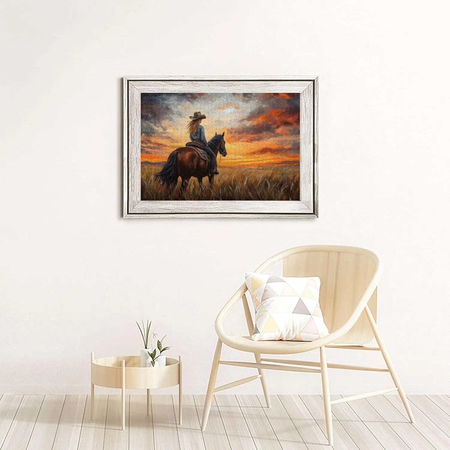 Girl Riding A Horse On The Grassland, Wooden Puzzle 1000 Pieces, Exercise Your Hands-On Ability and Patience, Adult Entertainment Game, Holiday Party Gift Artwork Wall Home Decoration