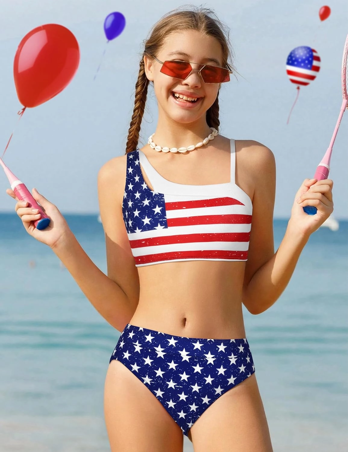 Girls Swimsuit Bikini Set Color Block Cut Out Two Piece Bathing Suit with Chest Pad Adjustable Straps Swimwear 7-16T