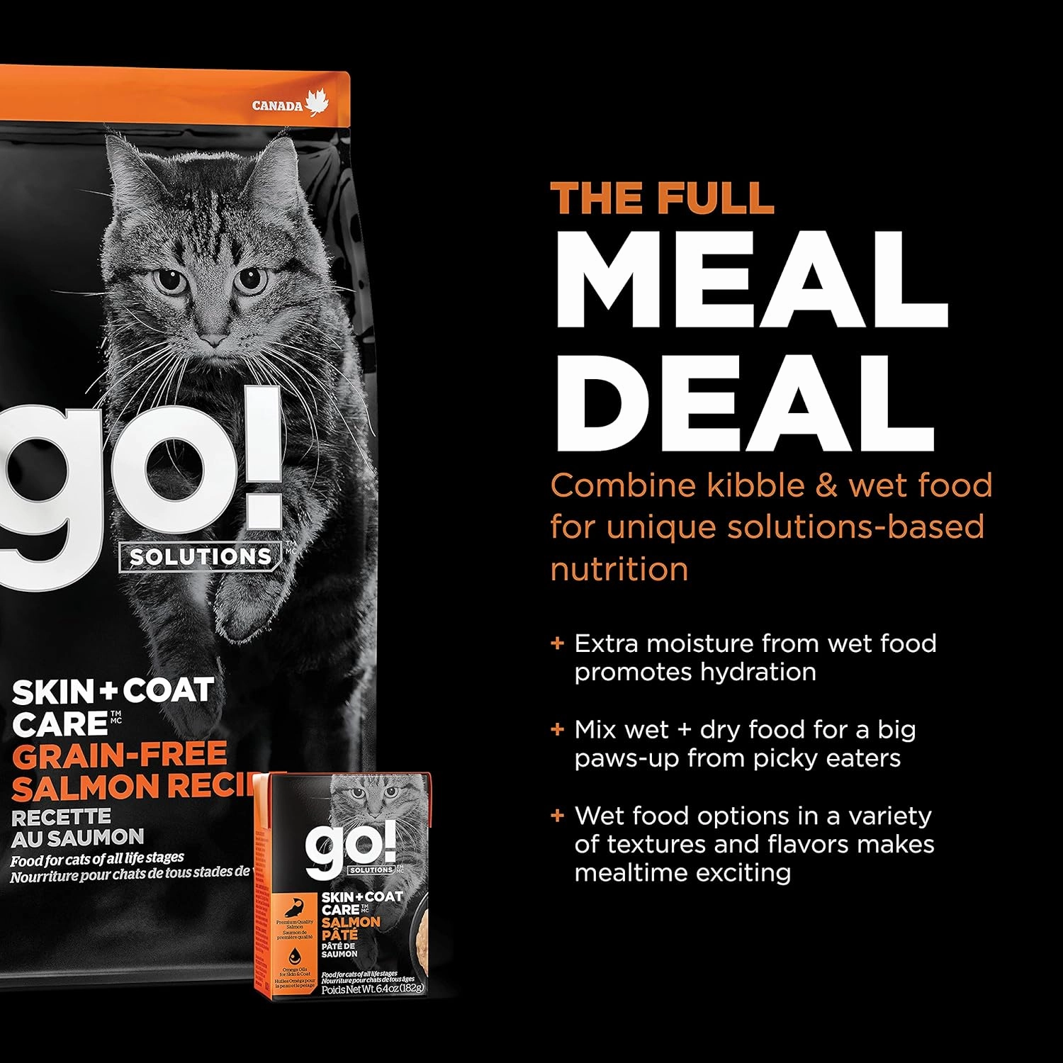 Go! Solutions Skin   Coat Care, Grain-Free Dry Cat Food, Salmon Recipe, 8 lb Bag