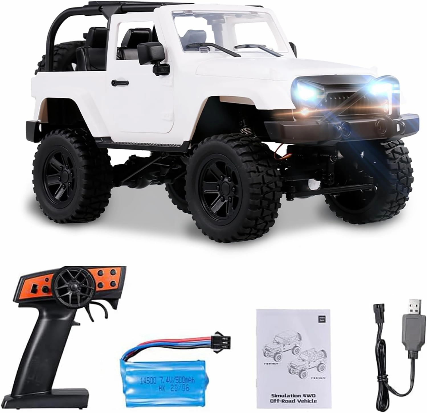 GoolRC F2 RC Car, 1:14 Scale 4WD 30km/h High Speed Racing Truck, White Convertible for Kids and Adults