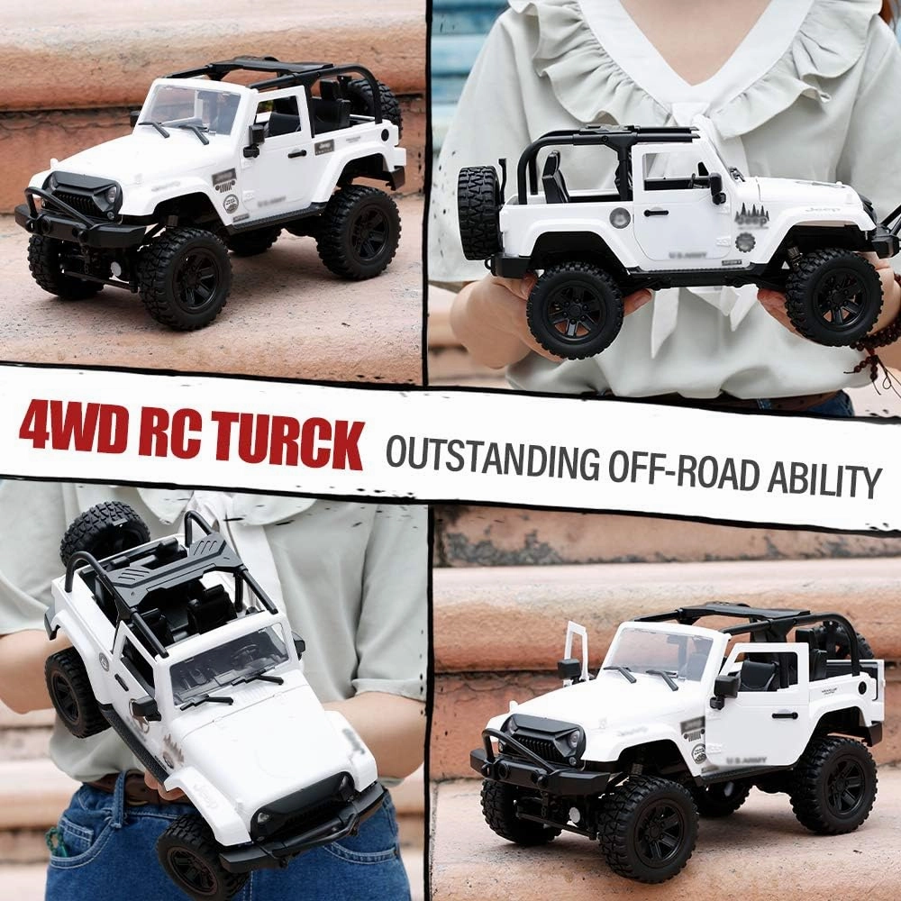 GoolRC F2 RC Car, 1:14 Scale 4WD 30km/h High Speed Racing Truck, White Convertible for Kids and Adults
