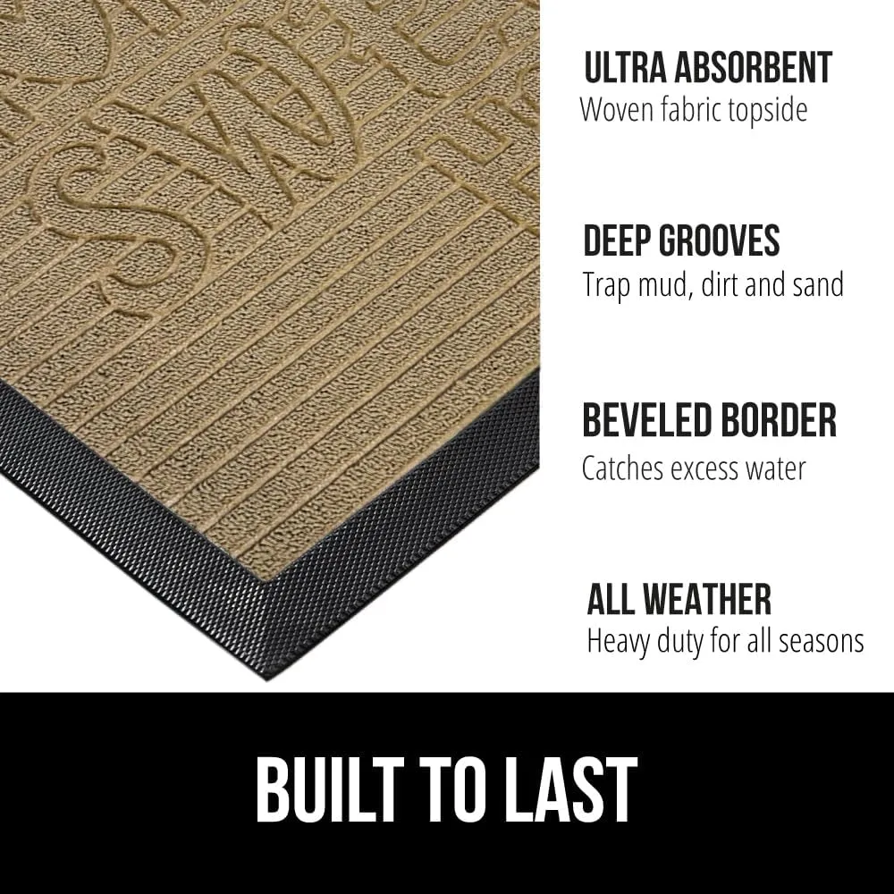 GORILLA GRIP 100% Waterproof All-Season WeatherMax Doormat, Durable Natural Rubber, Stain and Fade Resistant, Low Profile, Indoor Outdoor Door Mats, Easy Clean Entrance Mat, 17x29, Home Sweet Home