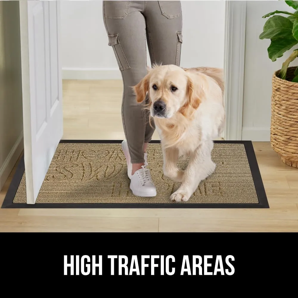 GORILLA GRIP 100% Waterproof All-Season WeatherMax Doormat, Durable Natural Rubber, Stain and Fade Resistant, Low Profile, Indoor Outdoor Door Mats, Easy Clean Entrance Mat, 17x29, Home Sweet Home