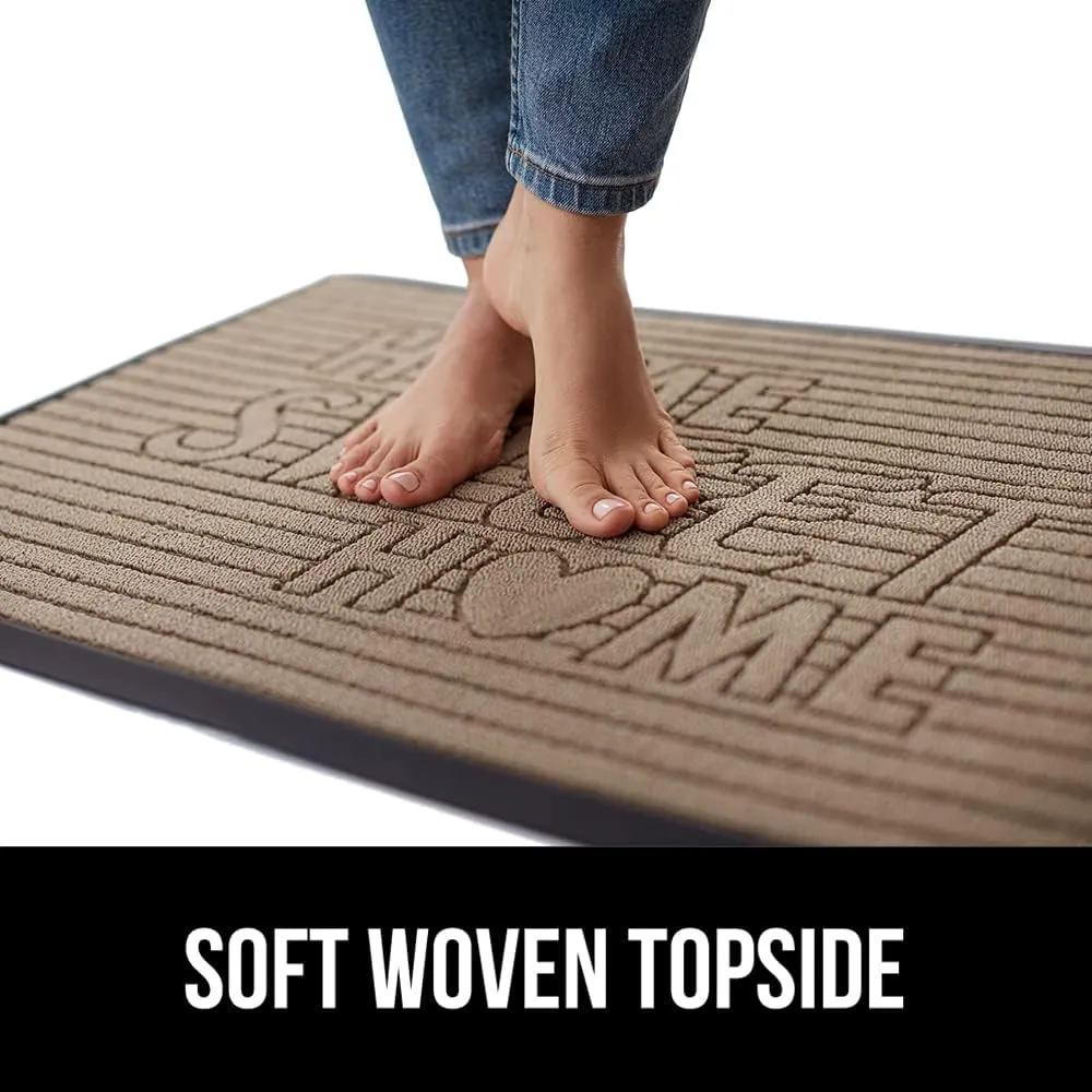 GORILLA GRIP 100% Waterproof All-Season WeatherMax Doormat, Durable Natural Rubber, Stain and Fade Resistant, Low Profile, Indoor Outdoor Door Mats, Easy Clean Entrance Mat, 17x29, Home Sweet Home