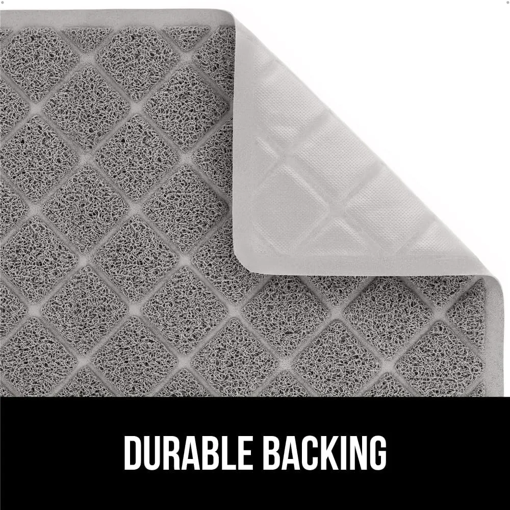 GORILLA GRIP Cat Litter Box Mat, 35x23 2 Pack, Water Resistant Kitty Litter Trapping Mat, Textured Backing, Easy to Clean, Less Waste and Clean Floors, Kitten Supplies for Indoor Cats, Soft Pad, Gray