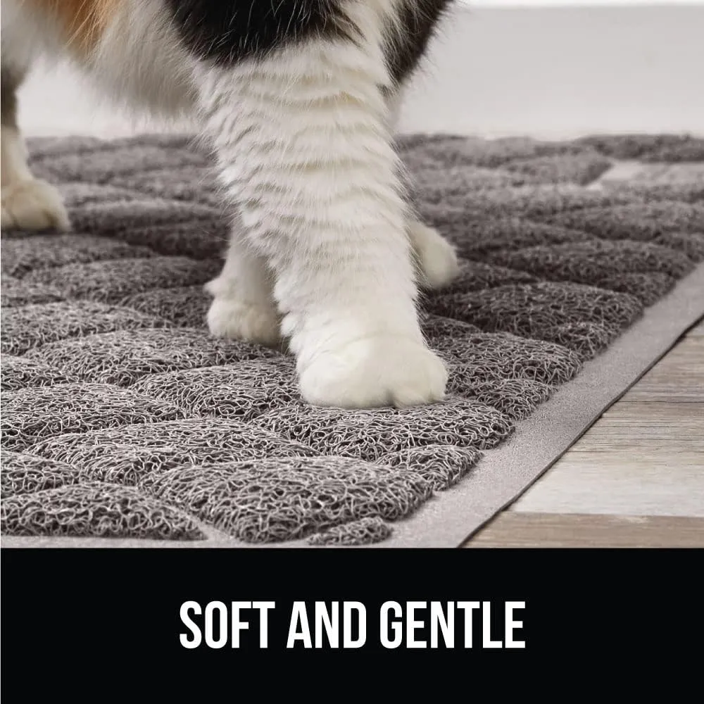 GORILLA GRIP Cat Litter Box Mat, 35x23 2 Pack, Water Resistant Kitty Litter Trapping Mat, Textured Backing, Easy to Clean, Less Waste and Clean Floors, Kitten Supplies for Indoor Cats, Soft Pad, Gray