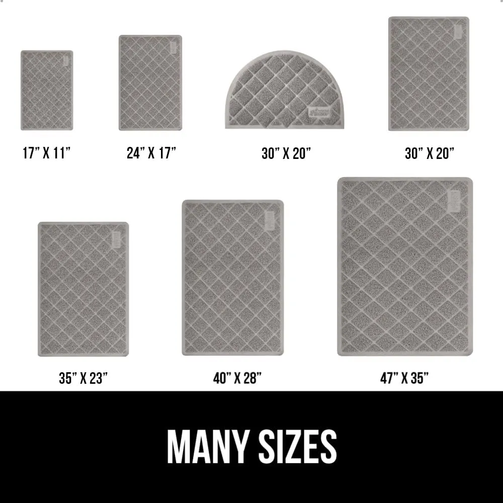 GORILLA GRIP Cat Litter Box Mat, 35x23 2 Pack, Water Resistant Kitty Litter Trapping Mat, Textured Backing, Easy to Clean, Less Waste and Clean Floors, Kitten Supplies for Indoor Cats, Soft Pad, Gray