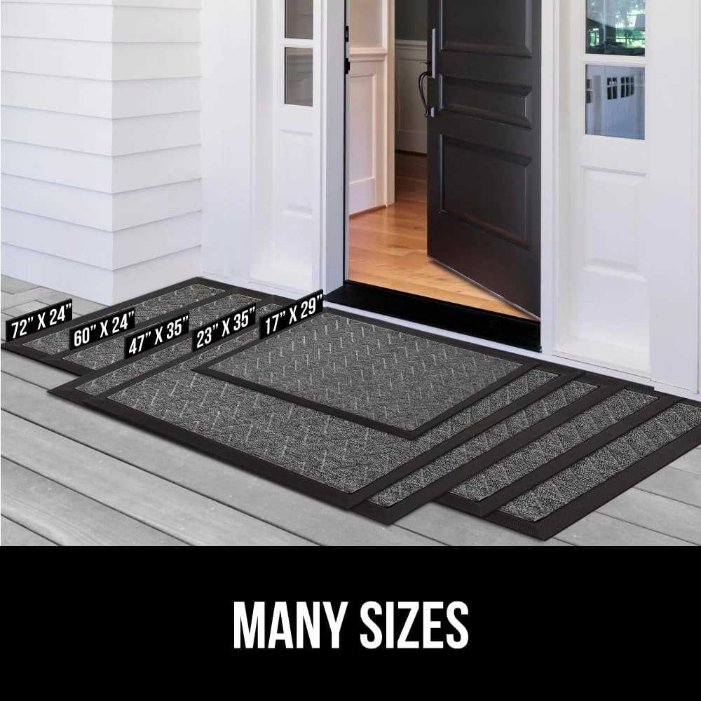 GORILLA GRIP 100% Waterproof All-Season WeatherMax Doormat, Durable Natural Rubber, Stain and Fade Resistant, Low Profile, Indoor Outdoor Door Mats, Easy Clean Patio Entrance Mat, 17x29, Blue Sailing